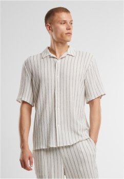 Striped Crinkle Resort Shirt offwhite/black 5XL - offwhite/black