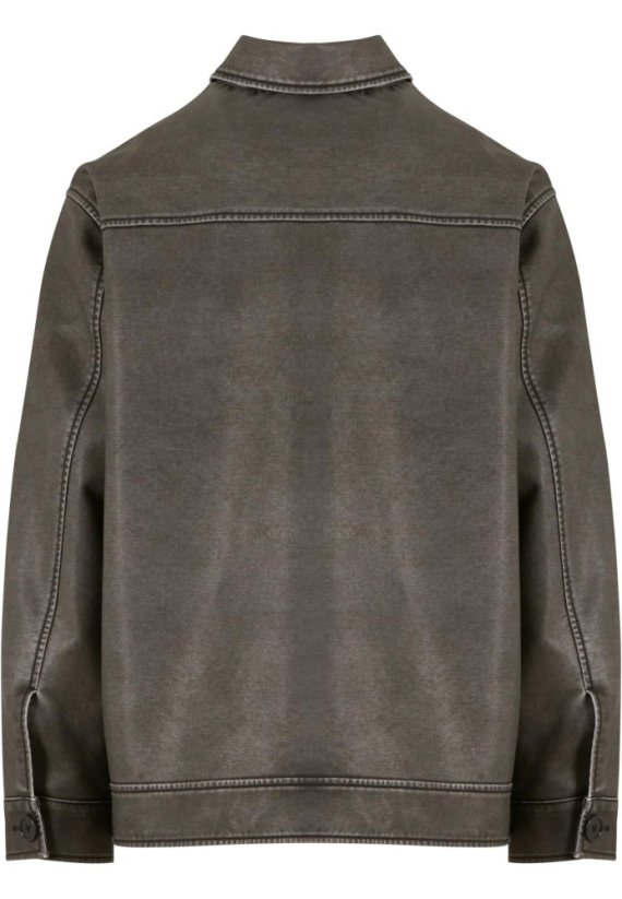 Synthetic Vintage Leather Shirt Jacket black M