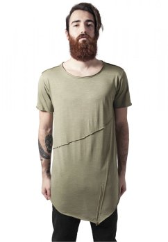 Long Open Edge Front Zip Tee - lightolive