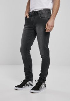 Pánské džínsy Urban Classics Slim Fit Zip Jeans - čierne