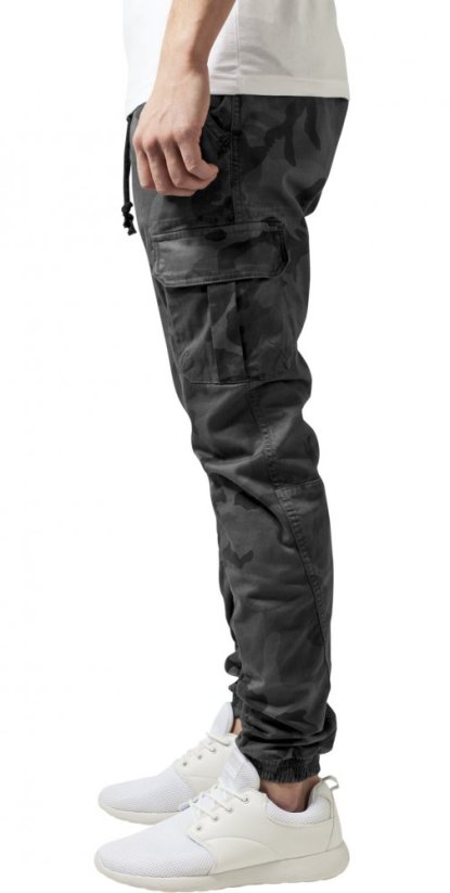 Šedé maskáčové pánské kalhoty Urban Classics Cargo Jogging camo