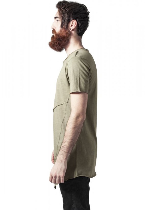 Long Open Edge Front Zip Tee - lightolive