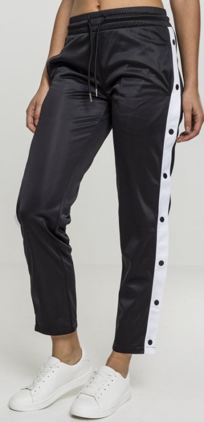 Čierne dámske silónové tepláky Urban Classics Ladies Button Up Track Pants