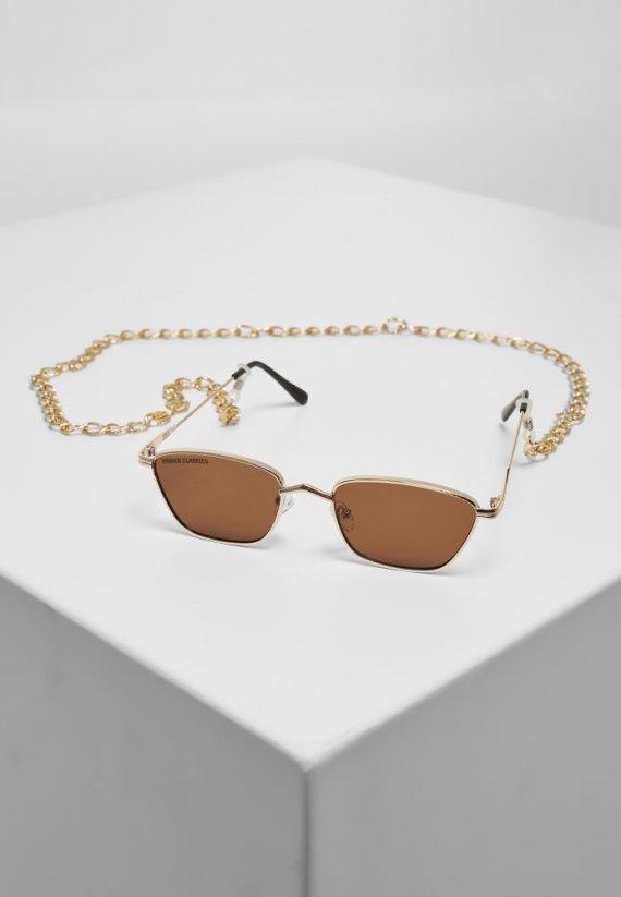 Sunglasses Kalymnos With Chain - gold/brown