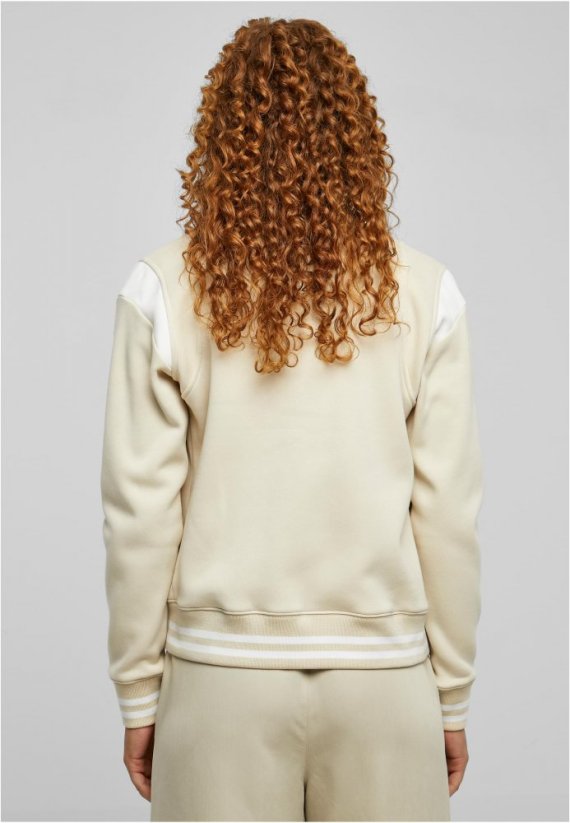 Ladies Inset College Sweat Jacket - softseagrass/white