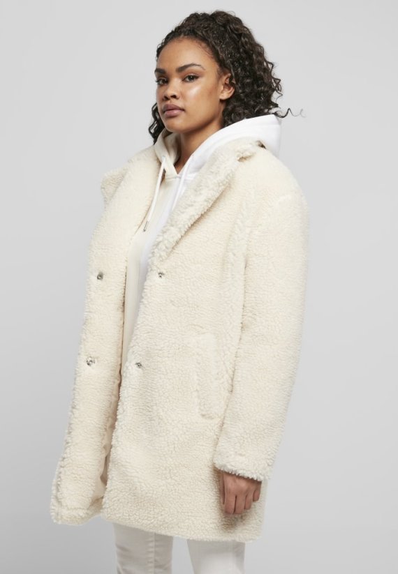 Dámský kabát Urban Classics Ladies Oversized Sherpa Coat - bílý