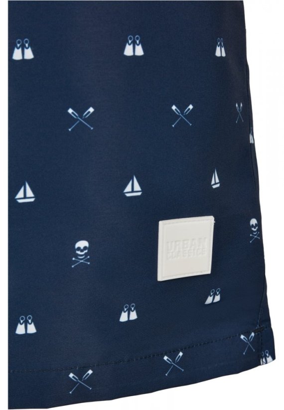 Pánske kúpacie šortky Urban Classics Pattern Swim Shorts - skullandyacht aop