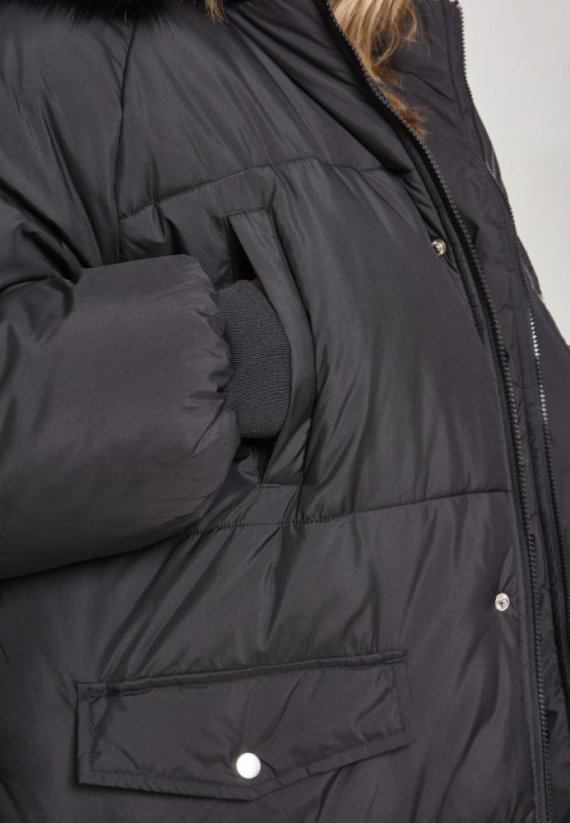 Černý dámský zimní kabát Urban Classics Oversize Faux Fur Puffer