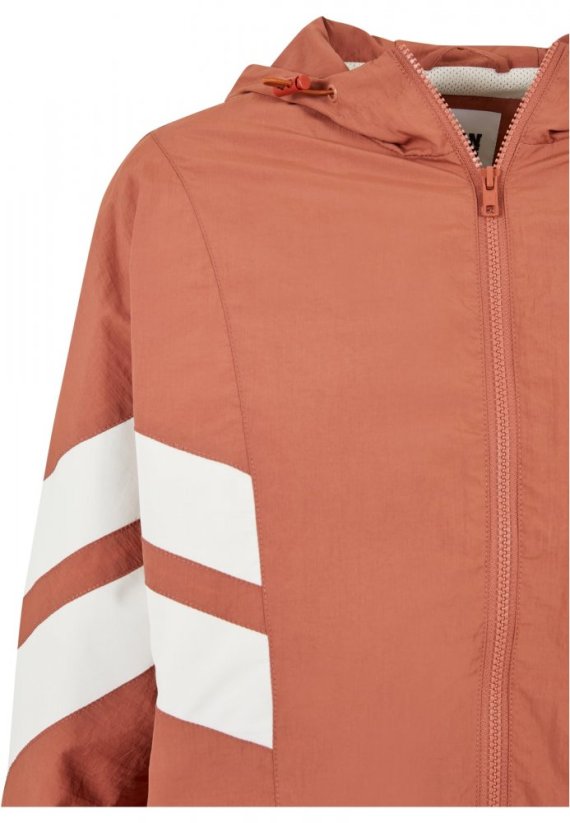 Ladies Crinkle Batwing Jacket - terracotta/whitesand