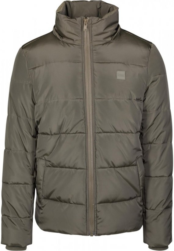 Olivová pánská zimní bunda Urban Classics Hooded Puffer Jacket