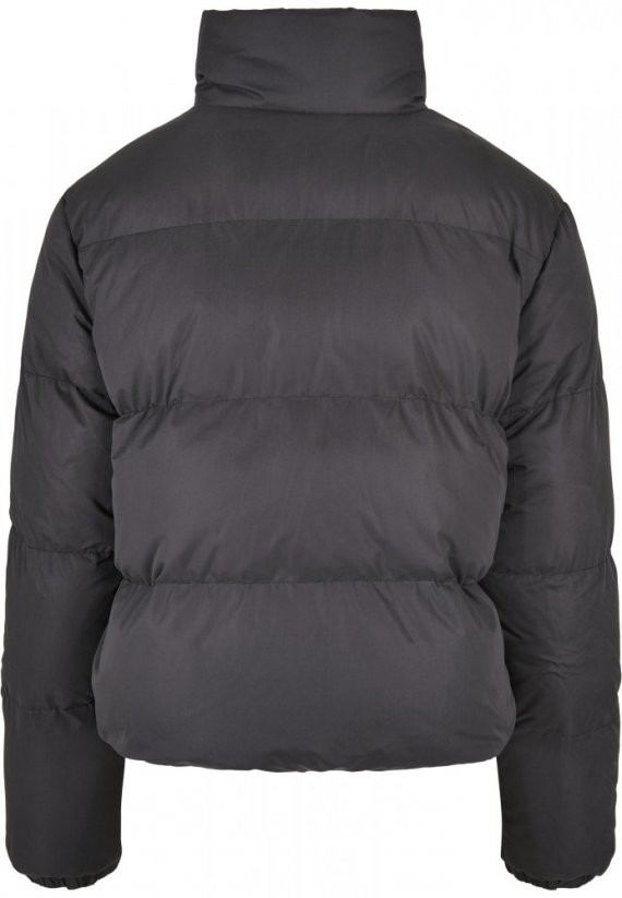 Ladies Short Peached Puffer Jacket - black