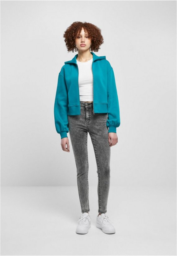 Ladies Short Oversized Zip Jacket - watergreen