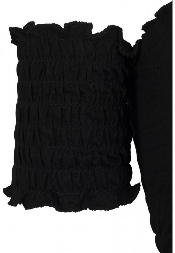 Top Urban Classics Ladies Cropped Cold Shoulder Smoke Top - black