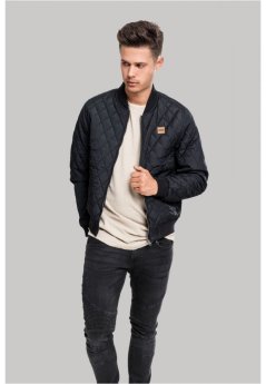 Diamond Quilt Nylon Jacket - black