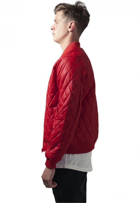Bunda Urban Classics Diamond Quilt Leather Imitation Jacket - fire red