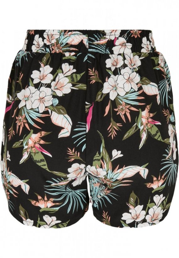 Ladies AOP Viscose Resort Shorts - black tropical