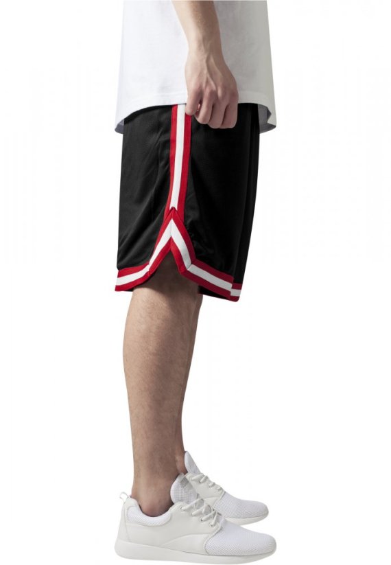 Stripes Mesh Shorts - blkredwht