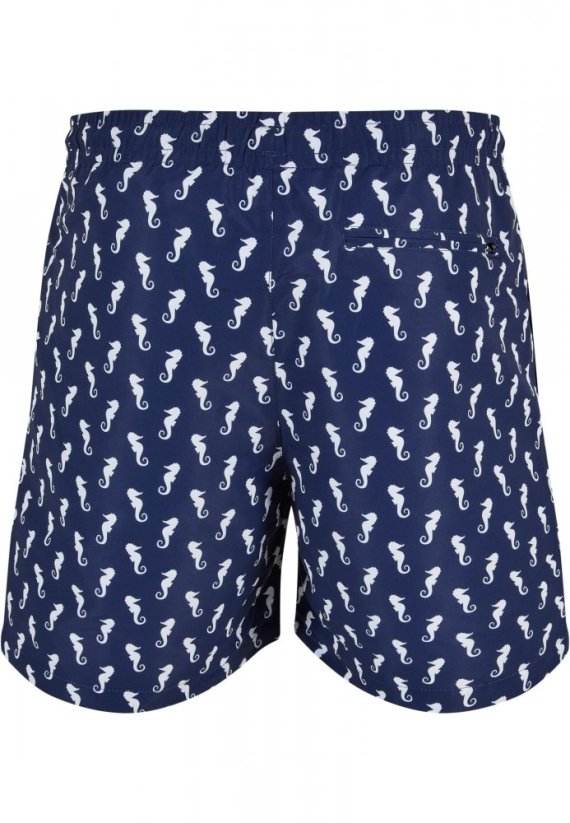 Pánské koupací šortky Urban Classics Pattern Swim Shorts - navyseahorse