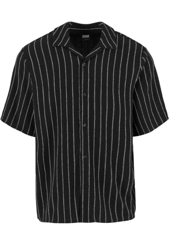 Striped Crinkle Resort Shirt offwhite/black 5XL - black/offwhite