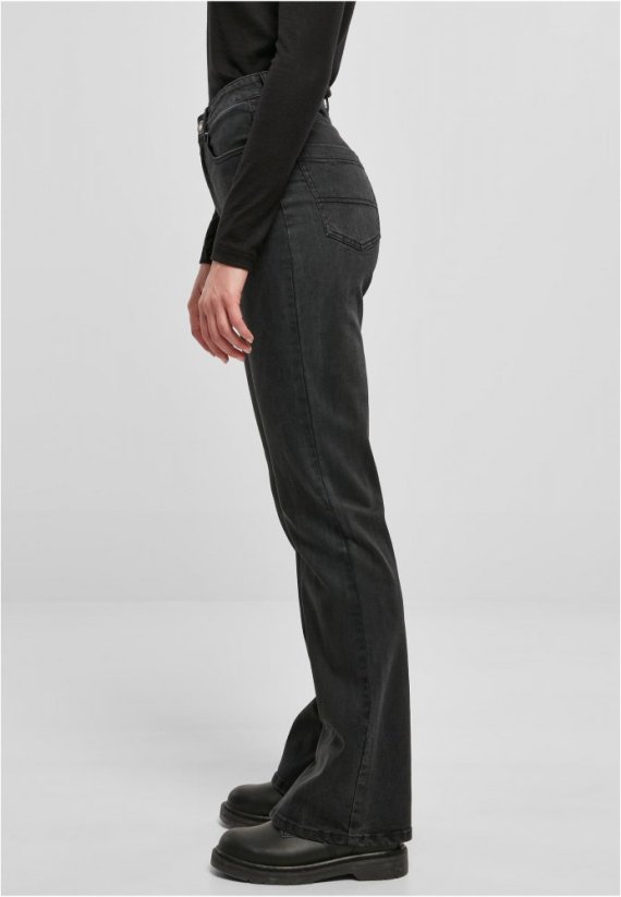 Tmavé dámské džíny Urban Classics Highwaist Straight Slit