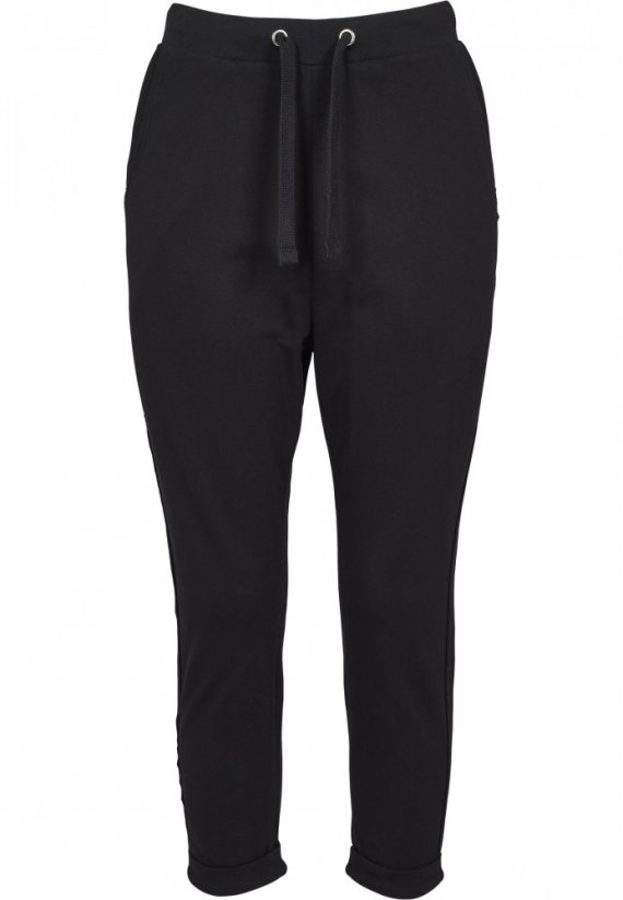 Černé dámské tepláky Urban Classics dámske froté nohavice s otvoreným okrajom