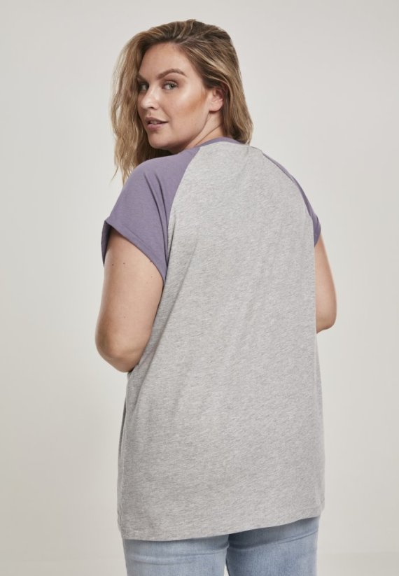 Tričko Urban Classics Ladies Contrast Raglan Tee - grey/dustypurple