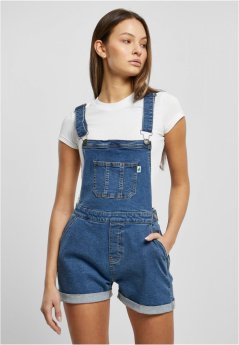 Ladies Organic Short Dungaree - clearblue washed
