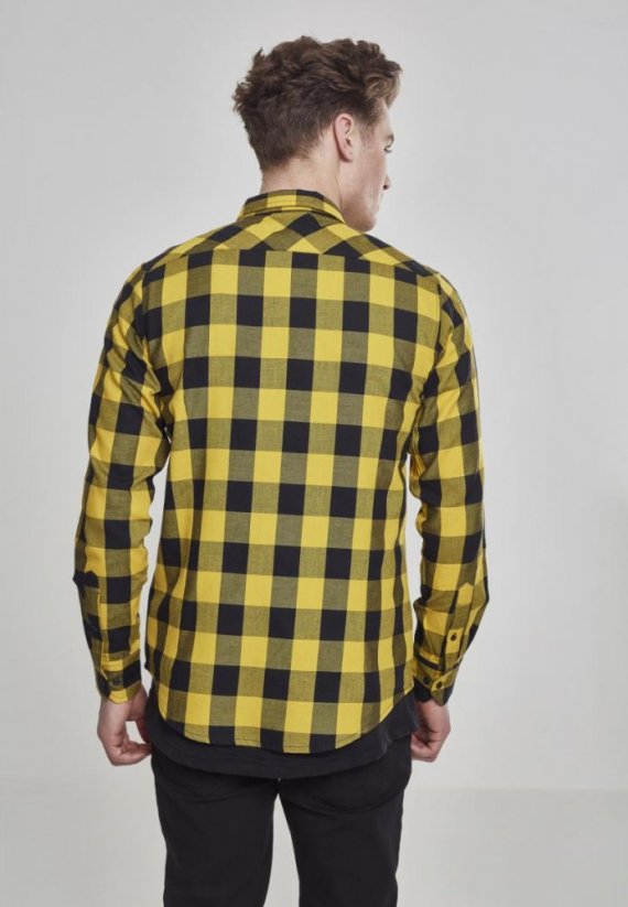 Pánska košeľa Urban Classics Checked Flanell Shirt - čierna,žltá