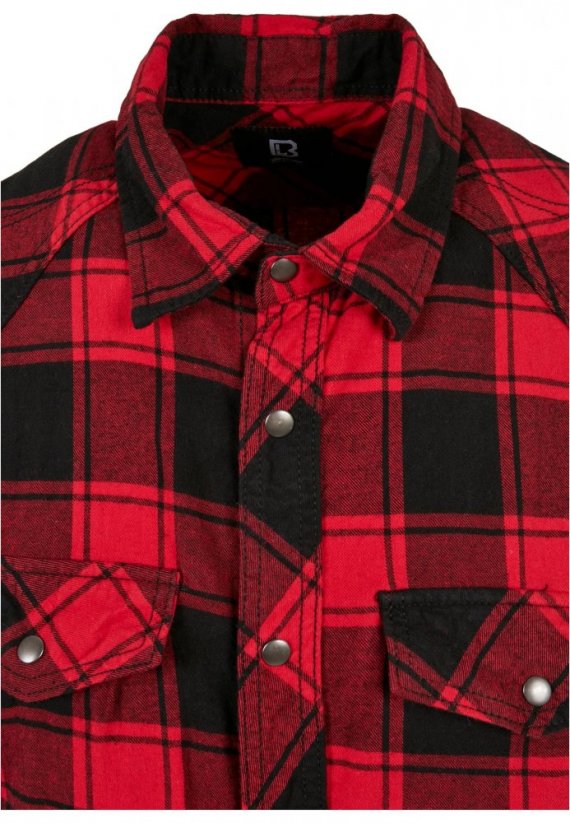 Pánska košeľa bez rukávov Brandit Checkshirt Sleeveless - červená,čierna