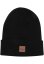 Synthetic Leatherpatch Long Beanie heatherbrown one size - black