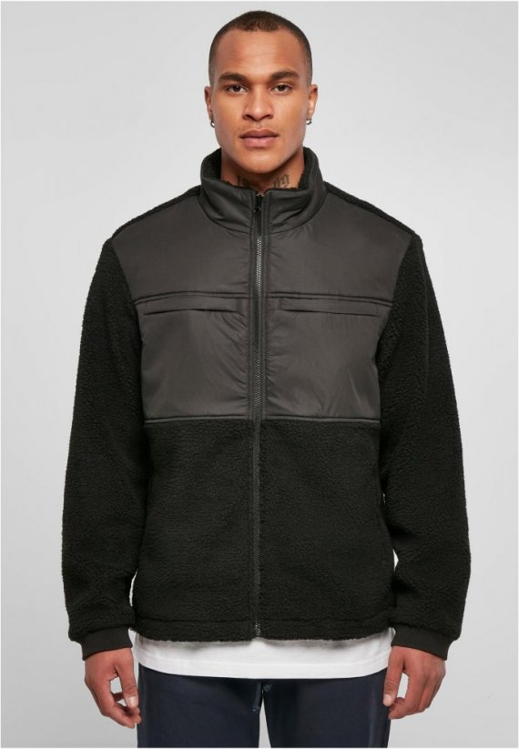 Patched Sherpa Jacket - black