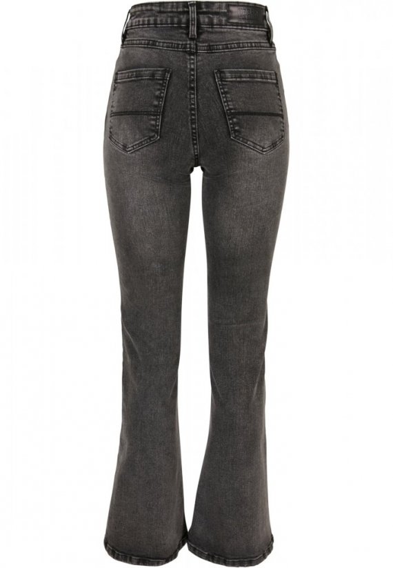 Damskie jeansy Urban Classics Ladies High Waist Flared Denim Pants - black heavywashed