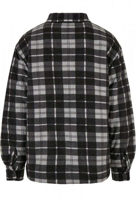 Pánska jarná bunda Urban Classics Plaid Teddy Lined - čierna, biela