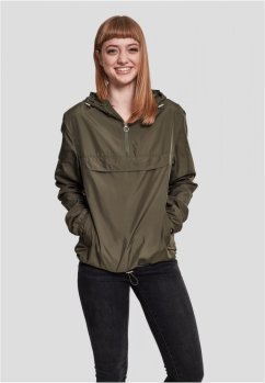 Ladies Basic Pull Over Jacket - dark olive