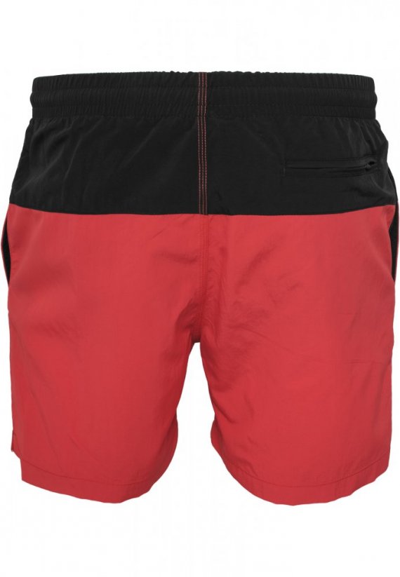 Pánske kúpacie kraťasy Urban Classics Block Swim Shorts - blk/red