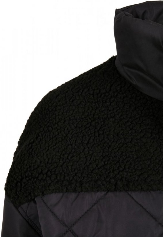 Ladies Oversized Diamond Quilt Puffer Jacket - black
