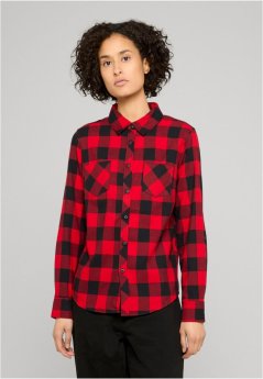 Ladies Turnup Checked Flanell Shirt - blk/red