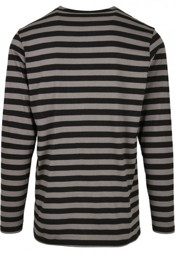 Šedo/Čierne pánske tričko s dlhým rukávom Urban Classics Regular Stripe LS