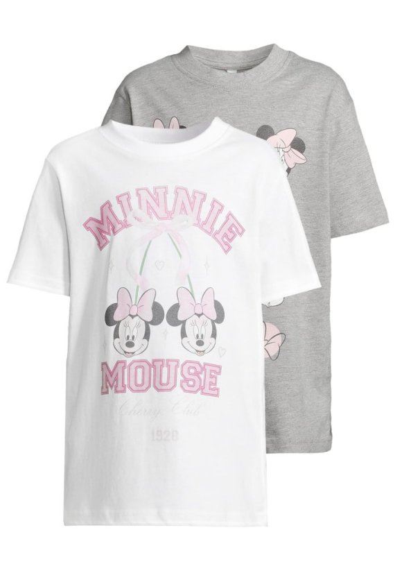 T-Shirt 2 Pack - kurzarm - Minnie Mouse white+heathergrey 158/164