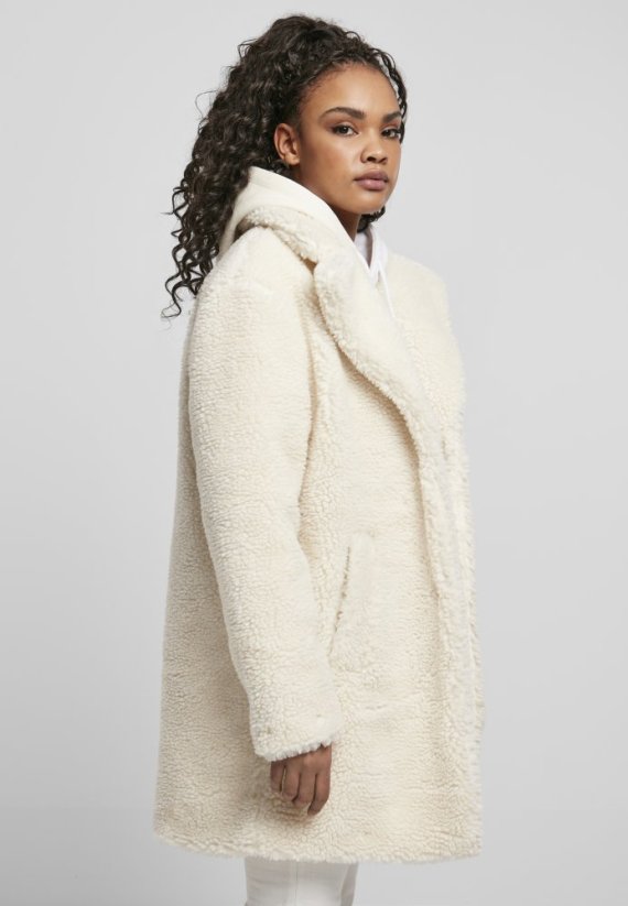 Dámský kabát Urban Classics Ladies Oversized Sherpa Coat - bílý
