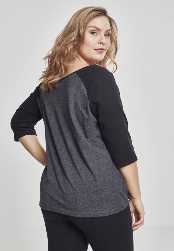 Tričko Urban Classics Ladies 3/4 Contrast Raglan Tee - charcoal/black