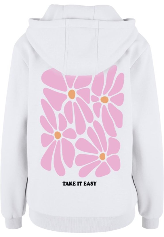 Take It Easy Flowers Ladies Fluffy Hoody white 3XL