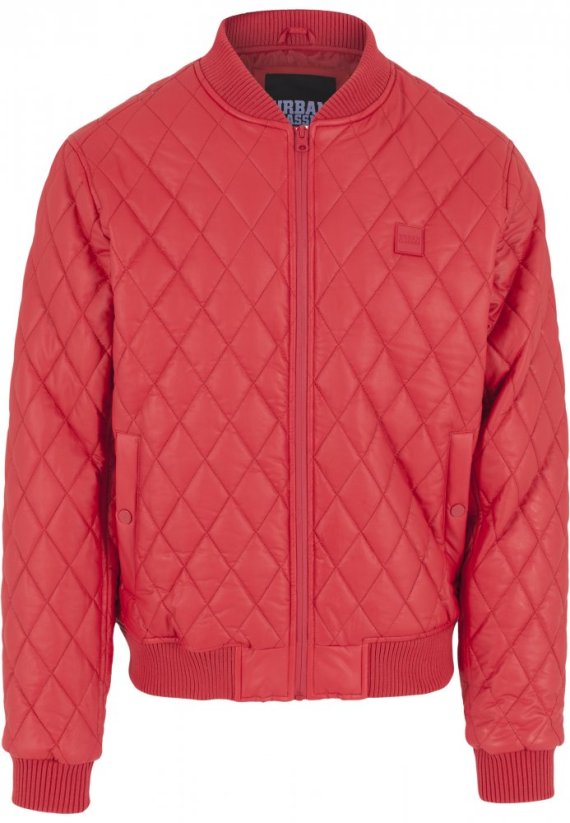 Bunda Urban Classics Diamond Quilt Leather Imitation Jacket - fire red