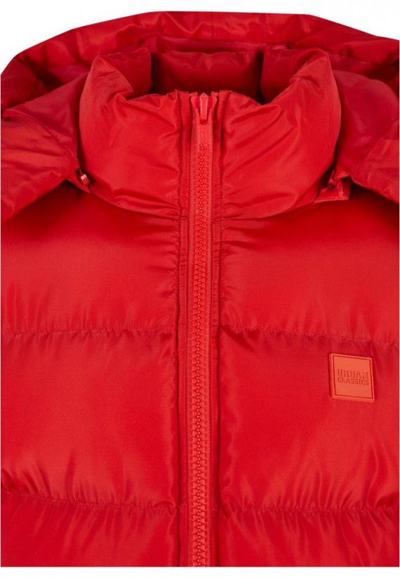 Červená pánska prešívaná zimná bunda Urban Classics Hooded Puffer