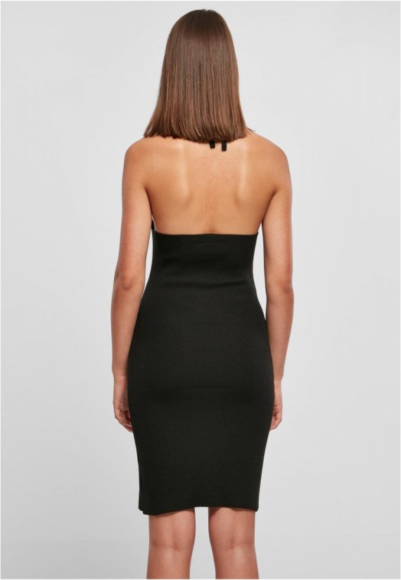 Ladies Rib Knit Neckholder Dress - black