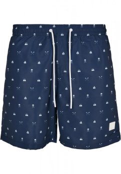 Pánske kúpacie šortky Urban Classics Pattern Swim Shorts - skullandyacht aop