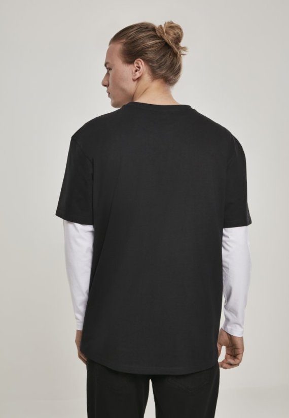 Pánské tričko Urban Classics Oversized Shaped Double Layer LS - černé, bílé