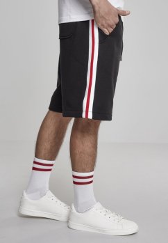 Šortky Urban Classics Stripe Sweatshorts - blk/wht/firered