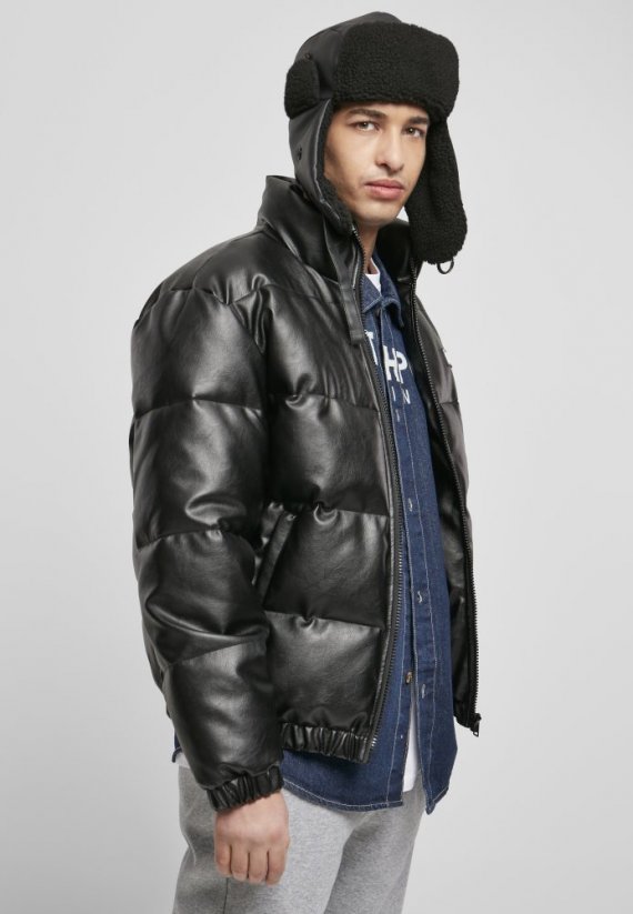 Męska kurtka zimowa Southpole Imitation Leather Bubble Jacket - black