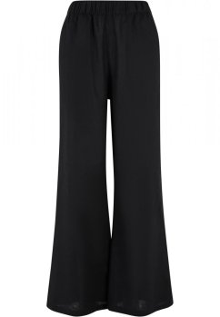 Ladies Linen Mixed Wide Pants - black